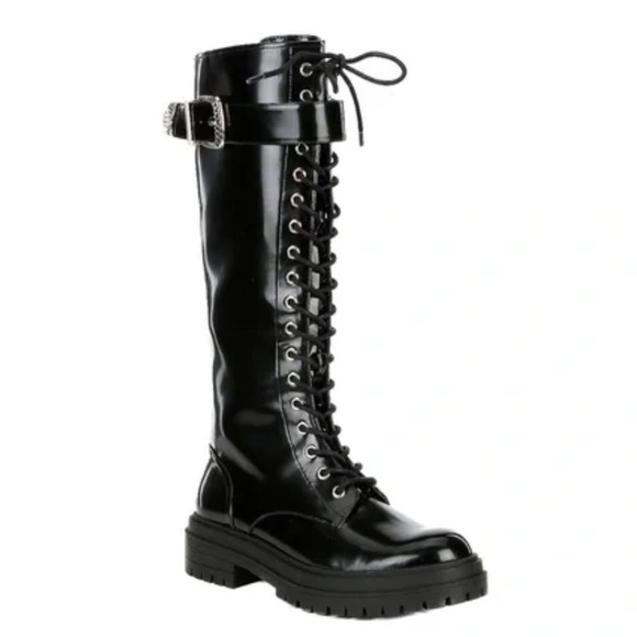 NEW GB Gianni Bini Sky Scraper Lace-Up Lug Sole Platform Tall Combat Boo… - Picture 1 of 5